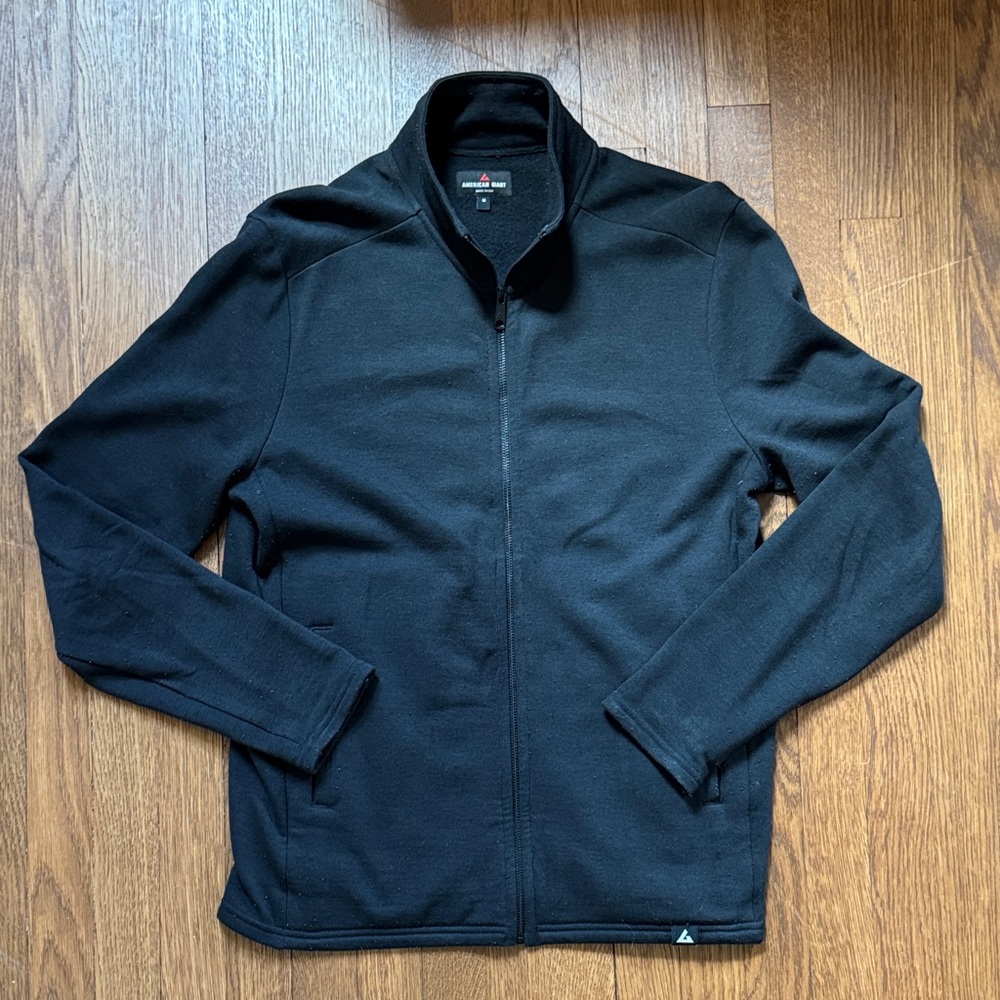 Men's Black Full-Zip Merino Moto Sweater